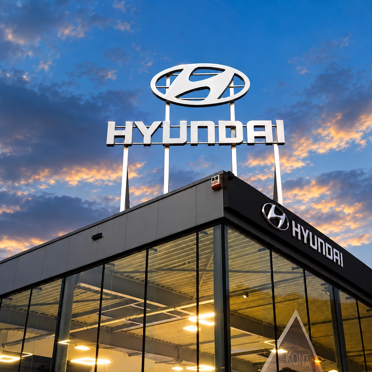 hyundai-chenee-reflets-discrets-v3 Lettres Hyundai blanches à Chênée avec de légers reflets sur les bordures